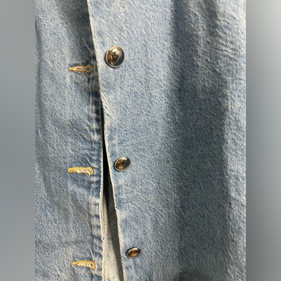 Zara collarless Cropped denim Jean Boxy Fit jacket w/ silver buttons XS - Picture 5 of 9